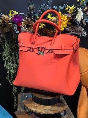 Save My Bag Large Orange Neoprene Structured Tote Bag